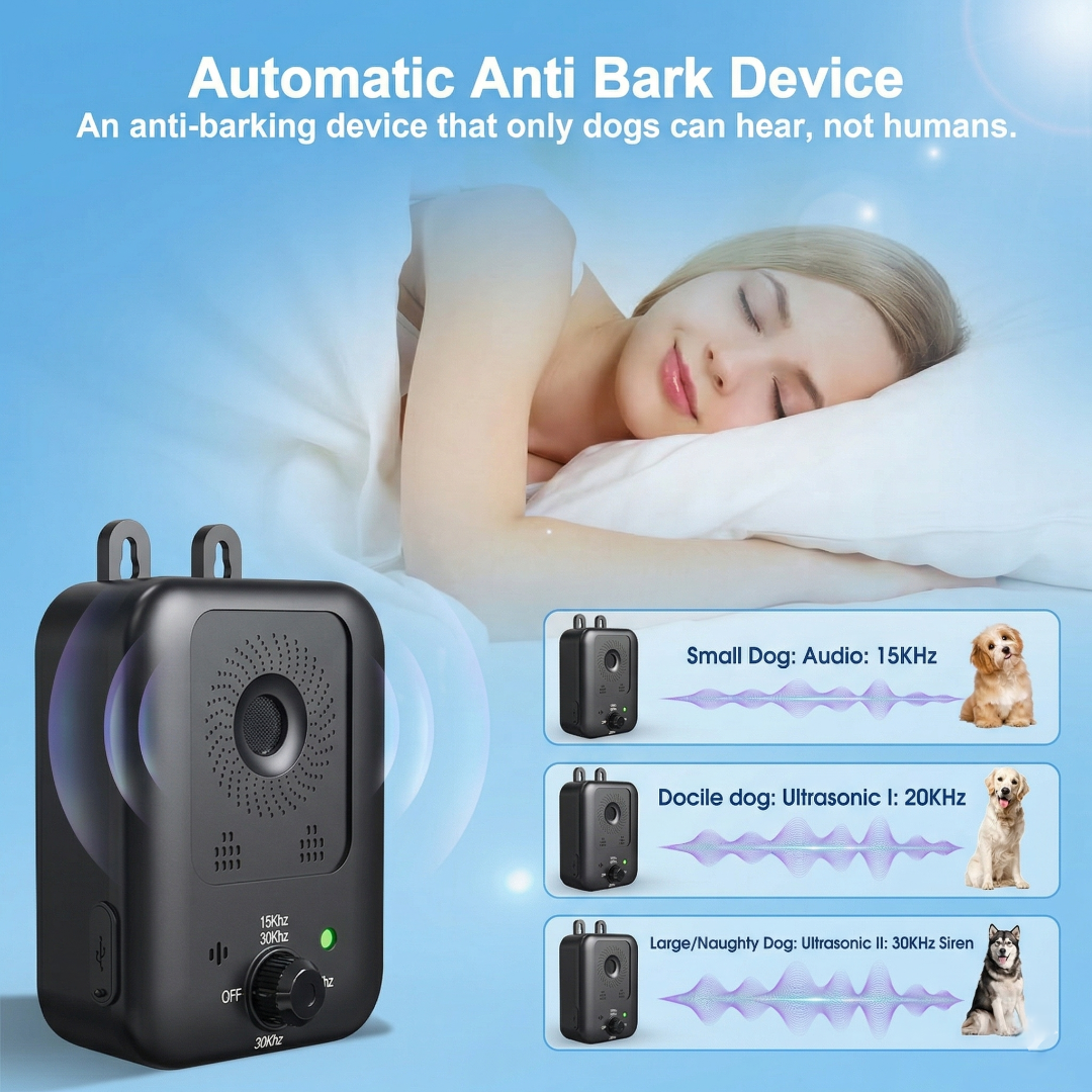 30kHz Frequency Dog Repeller Portable Ultrasonic Indoor Placement Outdoor Hanging Rechargeable Battery Long Battery Life