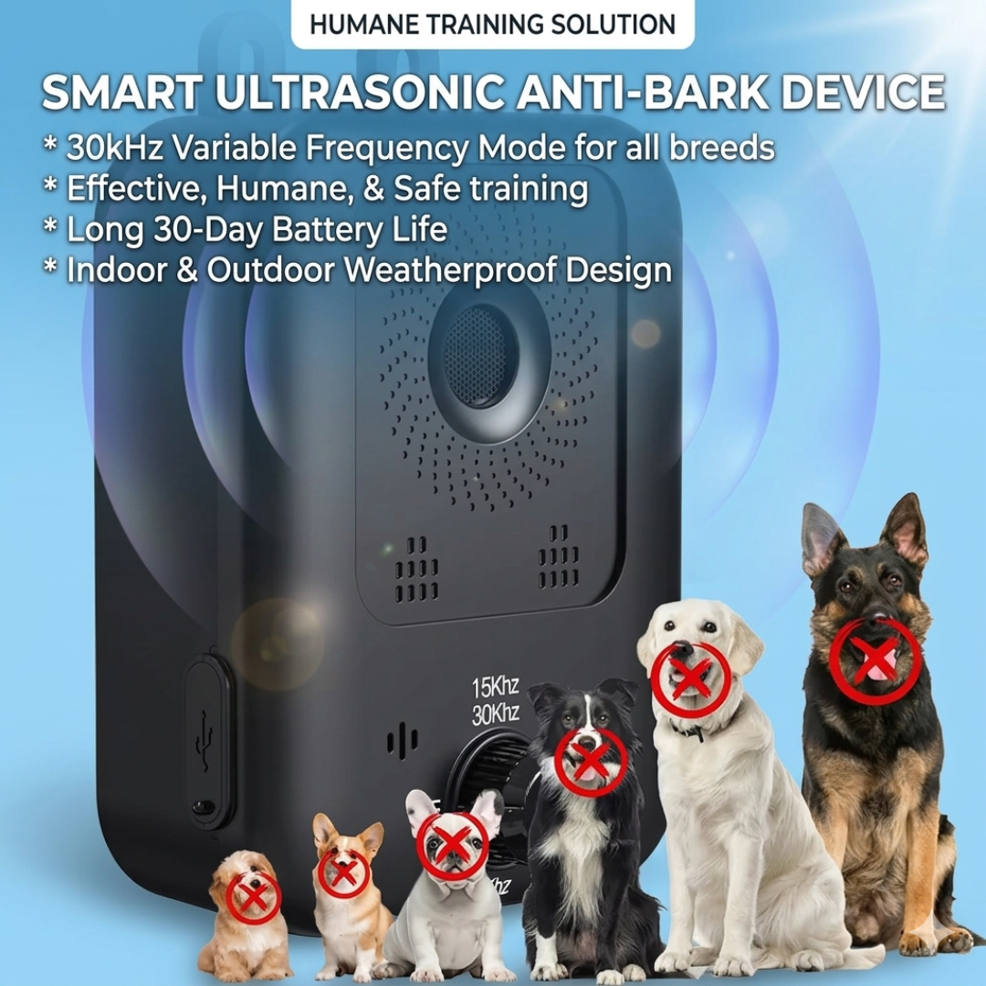 30kHz Frequency Dog Repeller Portable Ultrasonic Indoor Placement Outdoor Hanging Rechargeable Battery Long Battery Life