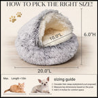 ShinHye Cat Bed Round Plush Fluffy Hooded Cat Bed Cave, Cozy for Indoor Cats or Small Dog beds, Soothing Pet Beds Doughnut Calm Anti-nxiety Dog Bed - Waterproof Bottom Washable (20×20inch, Grey)