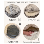 ShinHye Cat Bed Round Plush Fluffy Hooded Cat Bed Cave, Cozy for Indoor Cats or Small Dog beds, Soothing Pet Beds Doughnut Calm Anti-nxiety Dog Bed - Waterproof Bottom Washable (20×20inch, Grey)