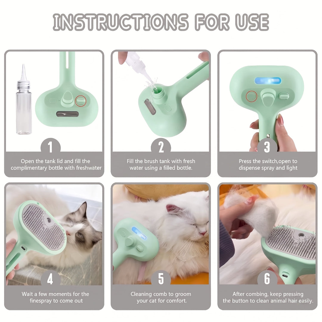 3-in-1 Nano-Mist Pet Steam Brush | The Ultimate Waterless Grooming Kit