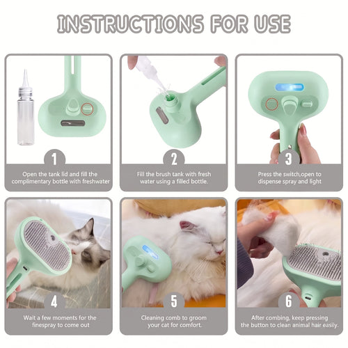 3-in-1 Nano-Mist Pet Steam Brush | The Ultimate Waterless Grooming Kit