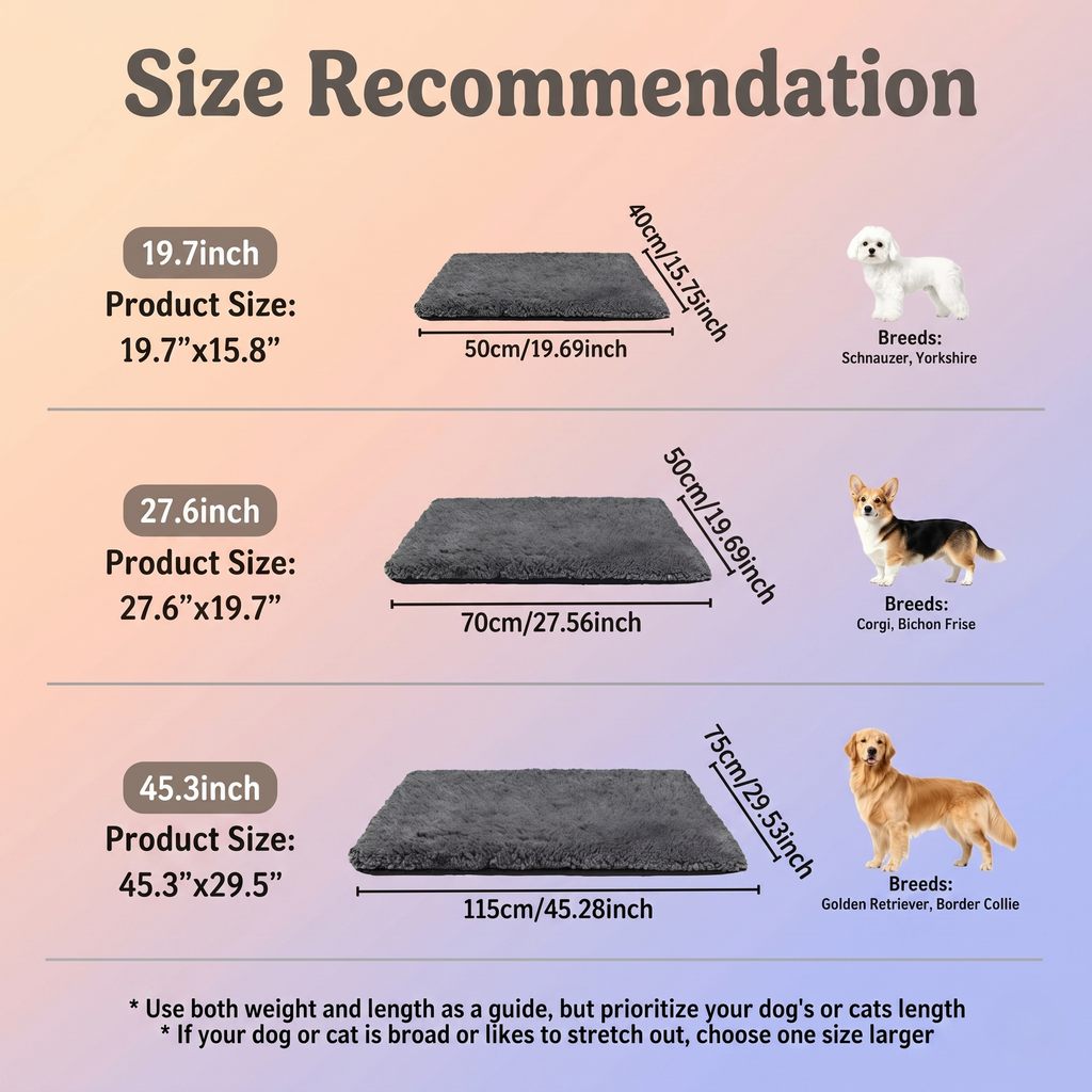 Self Warming Cat Bed Self Heating Cat Dog Mat 29.1 x 18.9 inch Extra Warm Thermal Pet Pad for Indoor Outdoor Pets with Removable Cover Non-Slip Bottom Washable Non Electric