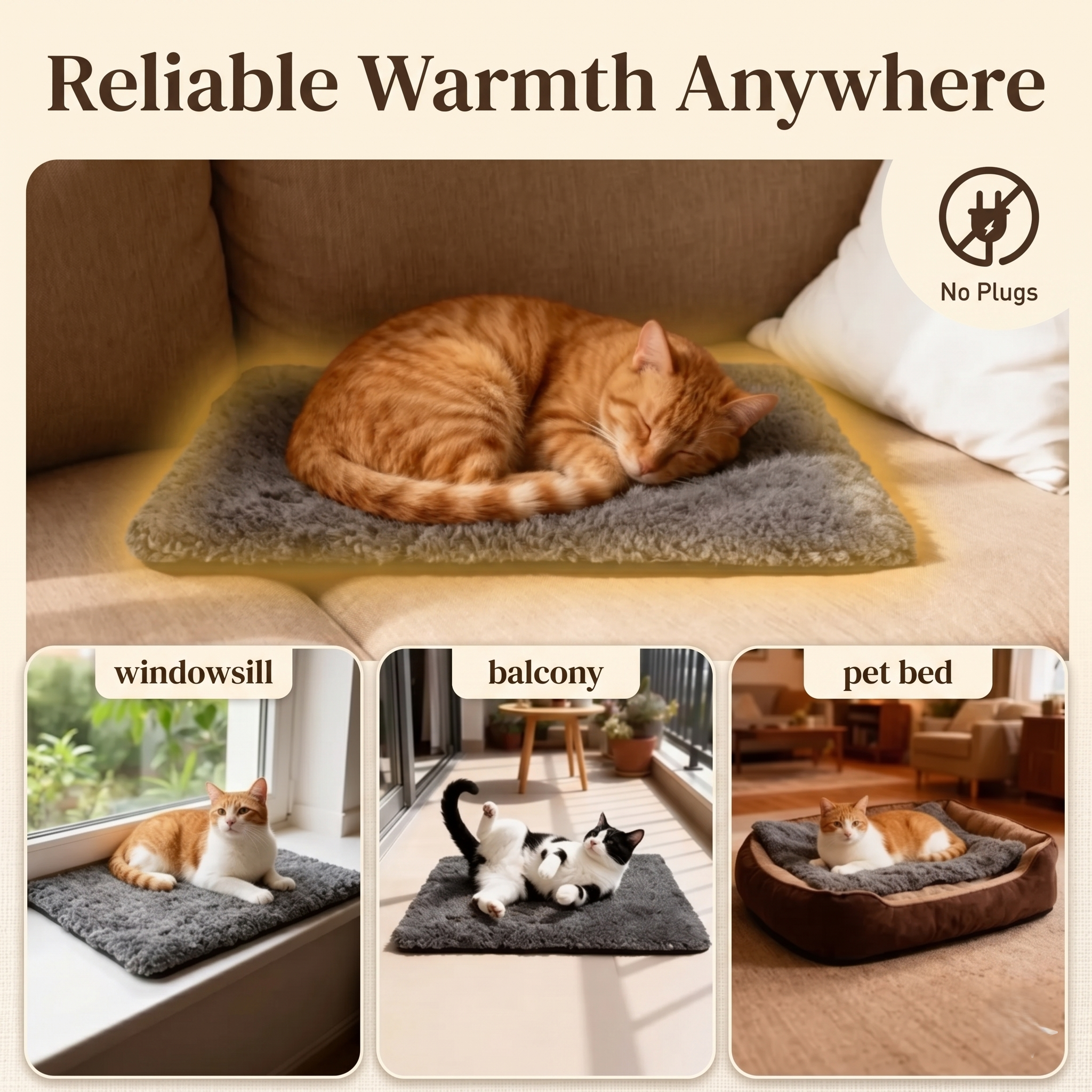 Self Warming Cat Bed Self Heating Cat Dog Mat 29.1 x 18.9 inch Extra Warm Thermal Pet Pad for Indoor Outdoor Pets with Removable Cover Non-Slip Bottom Washable Non Electric