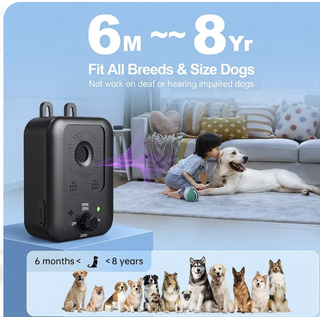 30kHz Frequency Dog Repeller Portable Ultrasonic Indoor Placement Outdoor Hanging Rechargeable Battery Long Battery Life